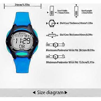 Blue Waterproof Digital Watch for Kids with Alarm and Stopwatch - Boys & Girls Multifunctional Timepiece 26-27