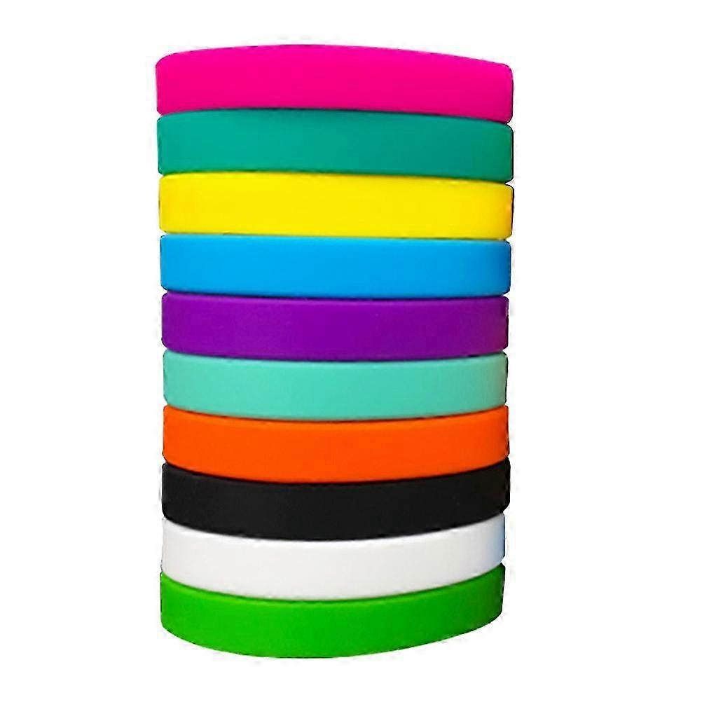 Silicone Bracelets Solid Color Wristbands compatible with Decor 100Pcs Assorted Color