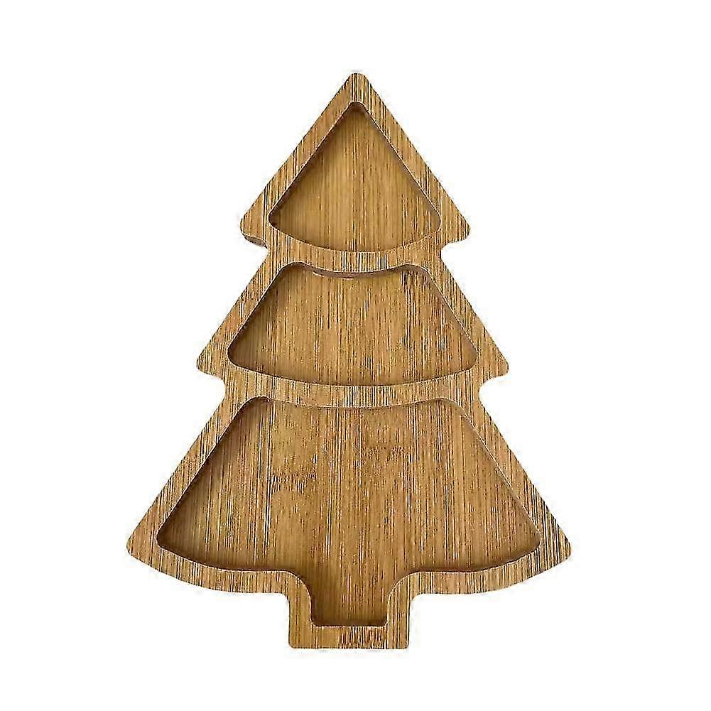 Natural Wood Festive Tree Serving Dish
