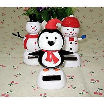 Solar Dancing Snowman and Penguin Set with SolarPowered Motion for Car and Home Christmas Decor