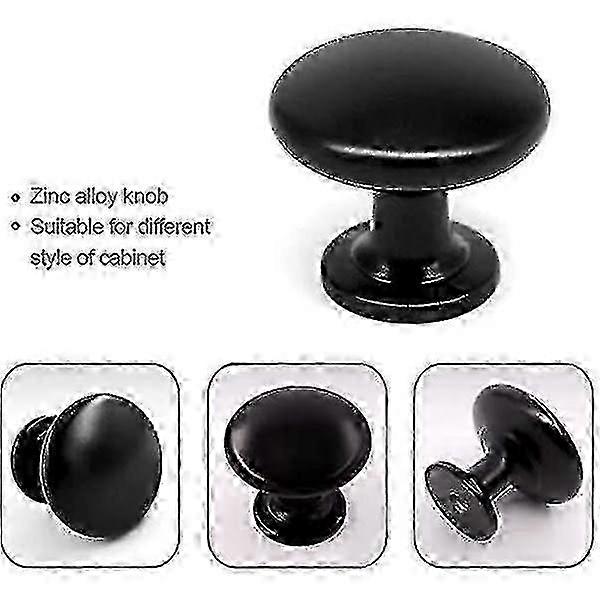 20pcs Door Knobs Drawer Knobs 30mm Vintage Handle Cabinet Cupboard Knobs compatible with Kitchen Cabinets (Black)