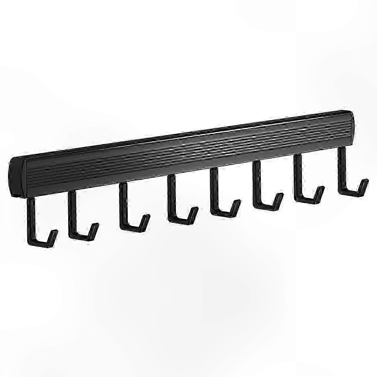 Wall-Mounted Aluminum Rack with 8 Movable Rubber Hooks