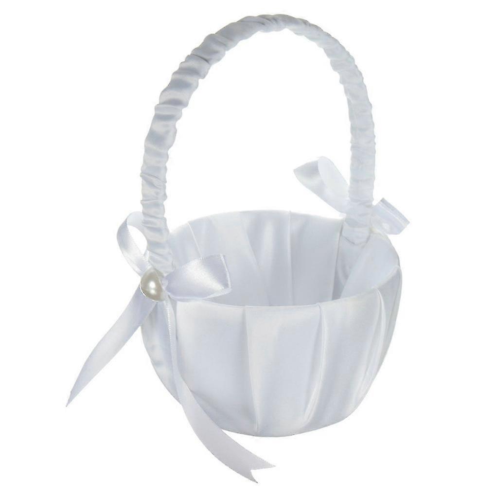 White Satin Flower Basket