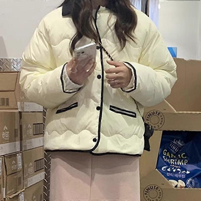 Women's Winter Solid Color Loose Down Cotton-padded Jacket Single-breasted Coat