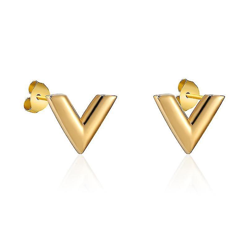 Stylish Earrings, V-shape - Gold