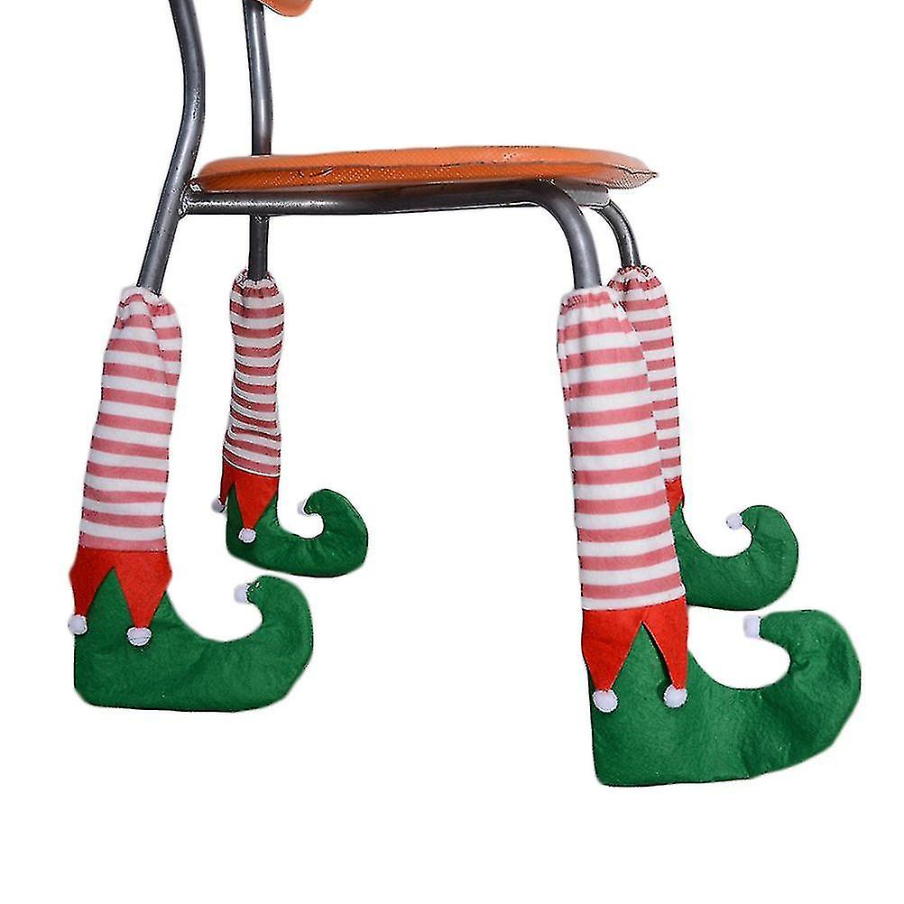 4 PCsクリスマスチェアレッグカバークリスマステーマダイニングチェアとテーブル