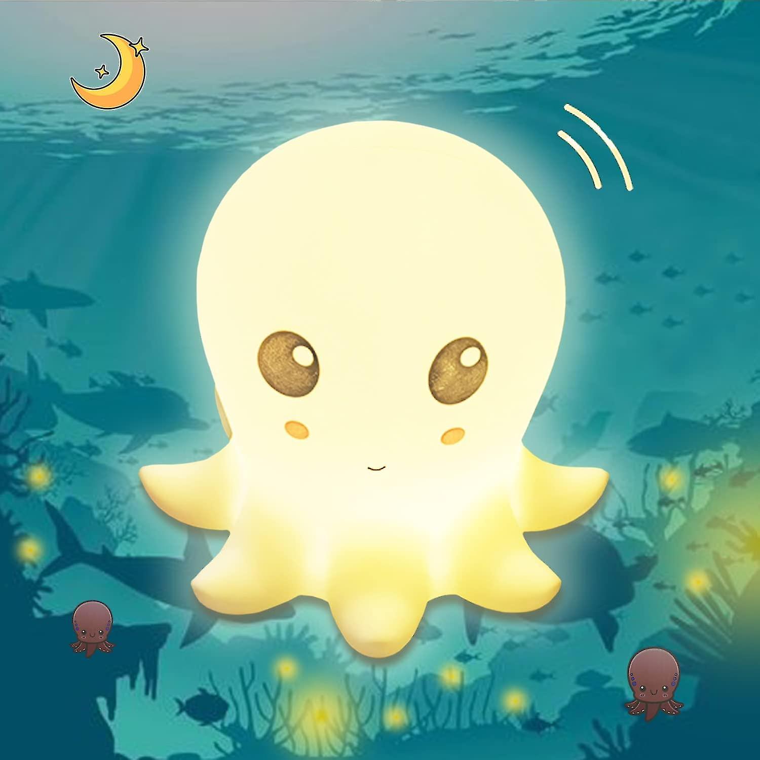 Octopus/frog Night Light For Kids, Cute Baby Touch Silicone Lamp With 7 Colors Changing, Usb Rechargeable