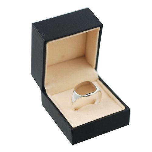 Silver 15x16mm plain solid cushion Signet Ring Size Z