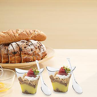 50 Stück 100ml Klare Dessertbecher Kunststoff Dessert Becher Wiederverwendbar für Gelee Mousse Eis