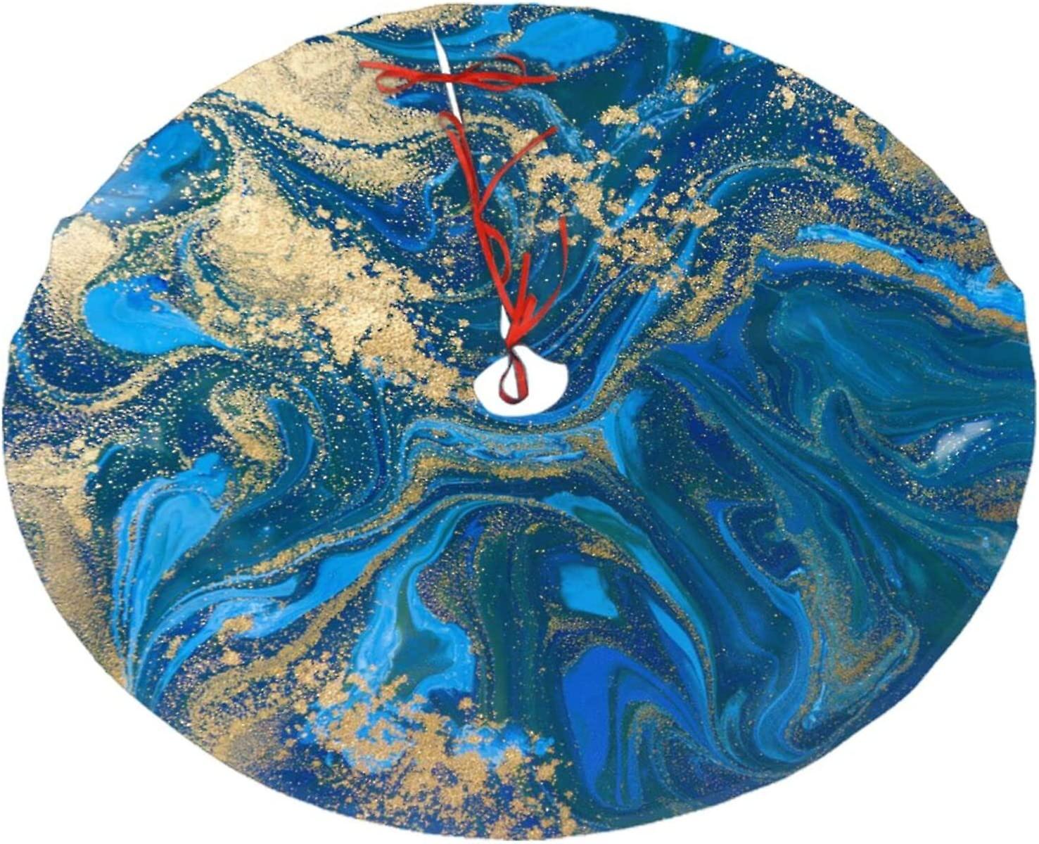 Christmas Tree Skirt Abstract Marble Stone Christmas Decoration Plush Tree Skirt
