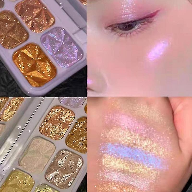 Insfany 8 Colors Highlighter Palette Makeup Face Bronzer Shimmer Powder