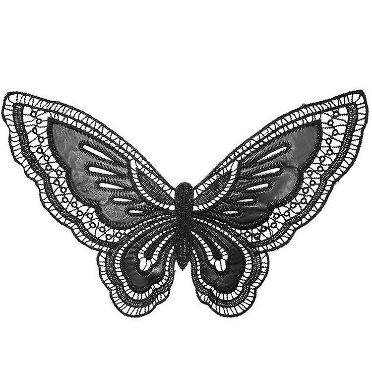 Women's Fake Collar Detachable Half Embroidered Corsage Butterfly Pattern Corsage Pu Leather Embroidered