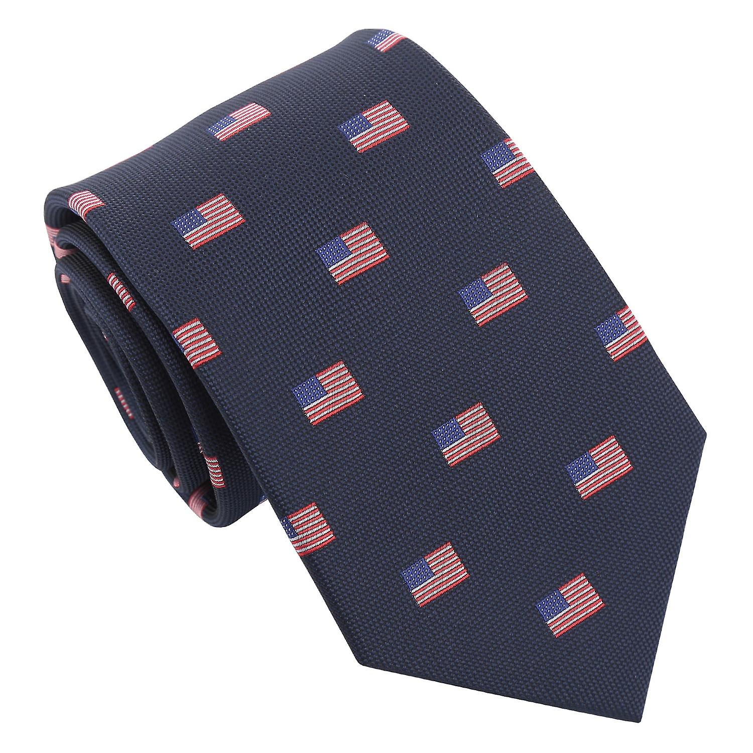 Navy Blue American Flag Tie