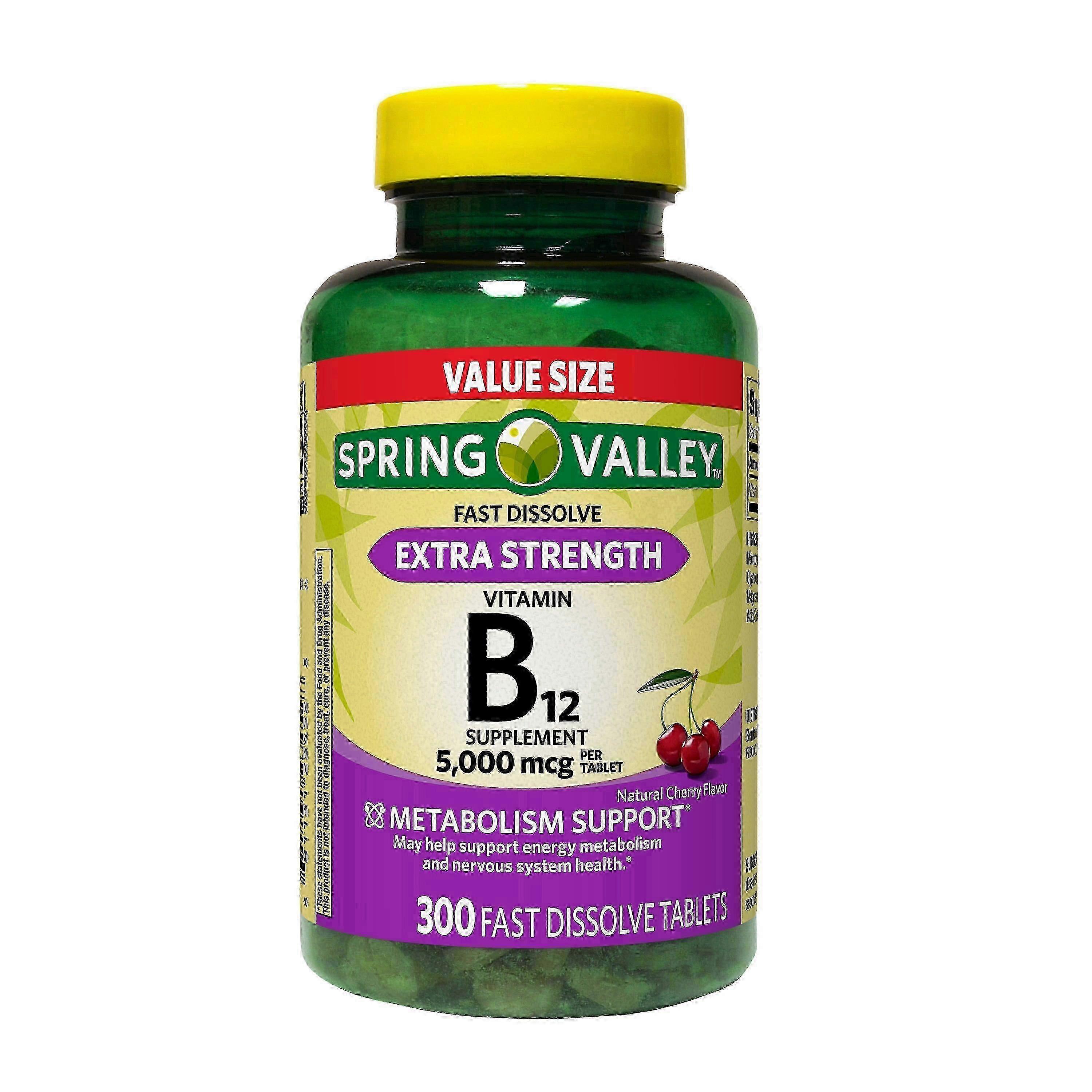 Spring Valley Fast Dissolve Vitamina B12, Extra Strength, 300 Ea