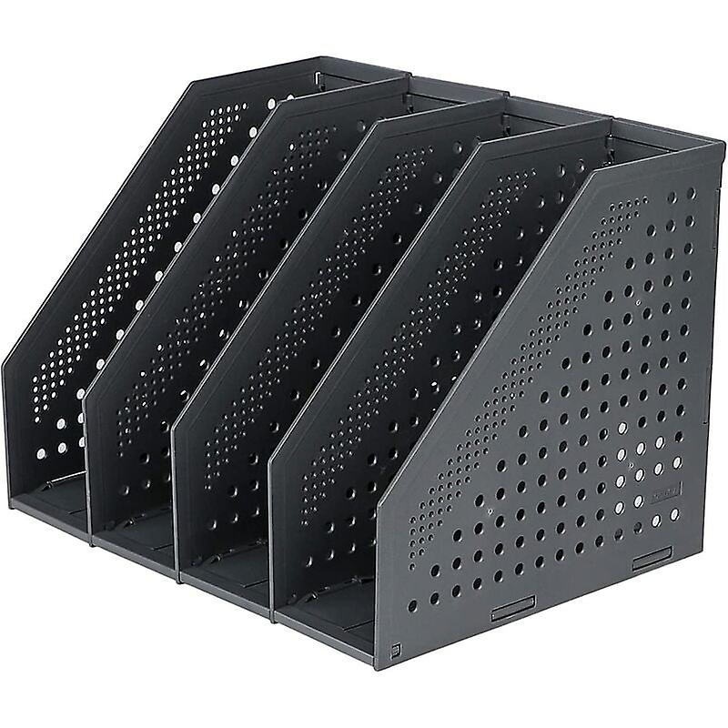 Foldable Magazine Rack 4 Compartments Adjustable Storage Box Desktop Organizer Bookends Document Holder Folder Magazine Book Filing Module File Locker