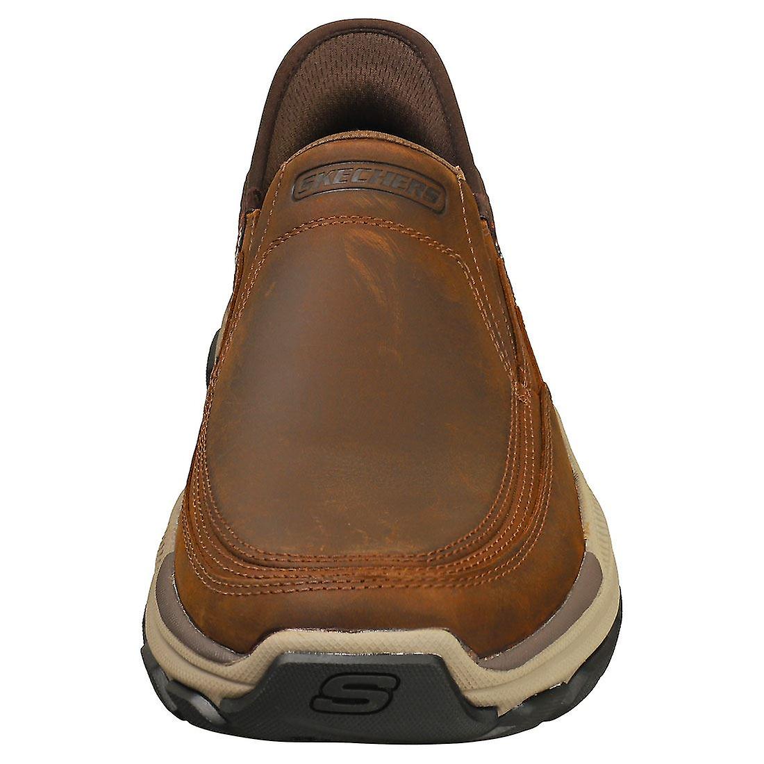 Skechers Slip-ins Respected Mens Slip On Shoes in Dark Brown | Fruugo US
