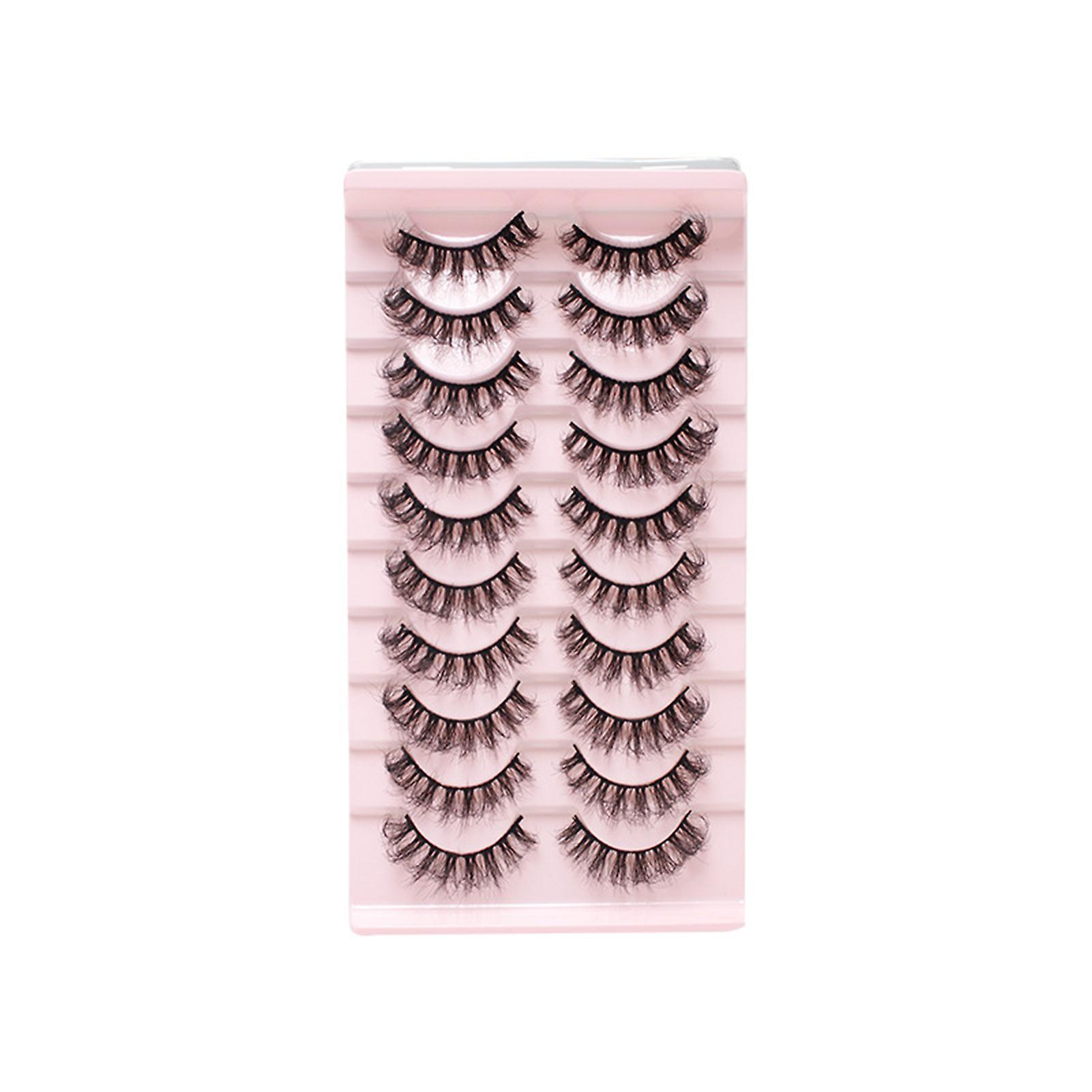 10 Pairs Dense Soft Artificial Eyelashes Diy Fluffy Effect Lightweight Lashes