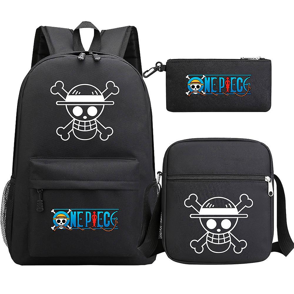 3PCS Luffy σχολική τσάντα - Αδιάβροχο USB αντικλεπτικό σακίδιο πλάτης για γυναίκες και άνδρες - Τσάντα ταξιδιού φορητού υπολογιστή - Outdoor Sport Mochilas