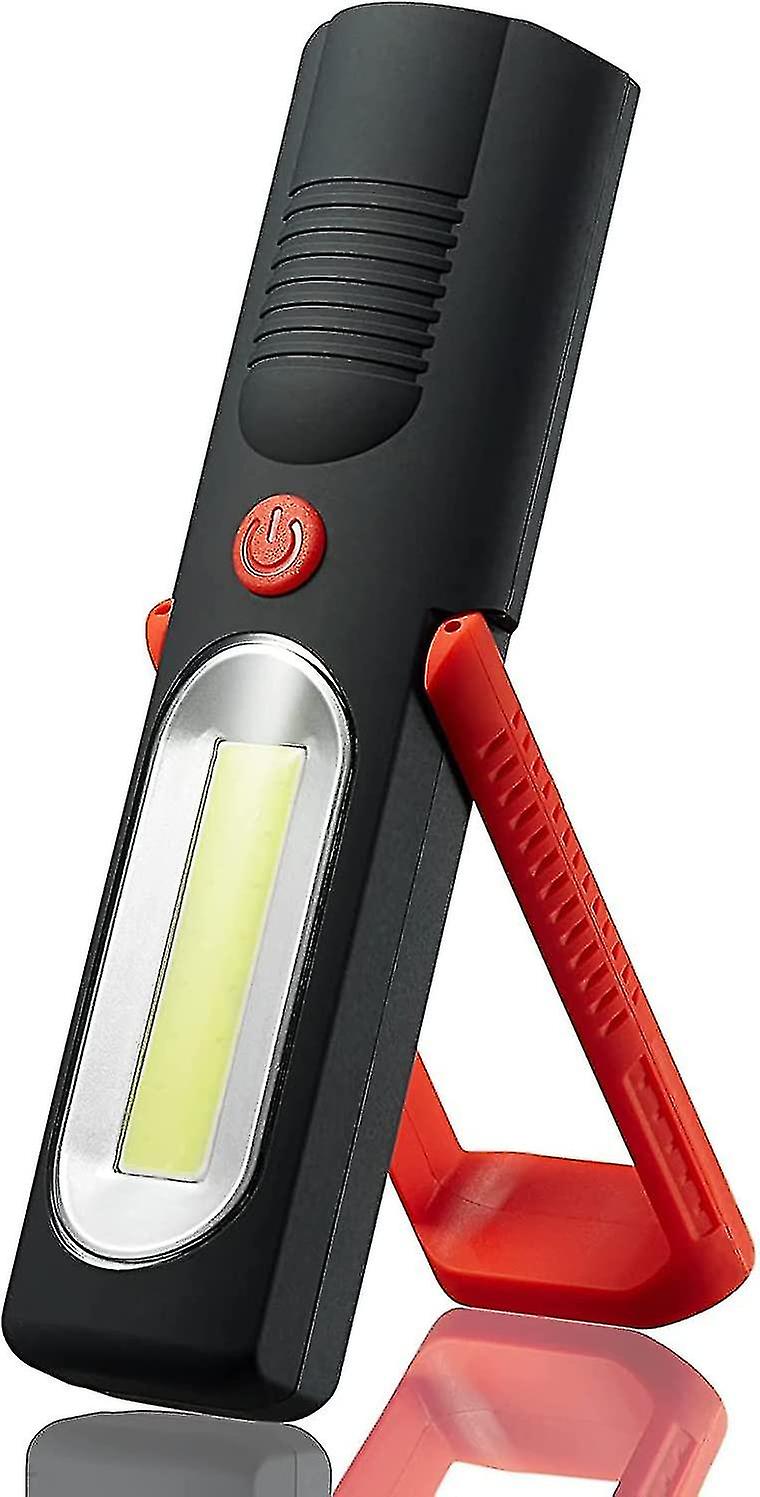 Wuzhou Led+cob Torch Inspection Lamp Camping Light,hands-free Garage Workshop Flashlight For Auto,emergencies With Adjusting Stand And Magnet Base Red
