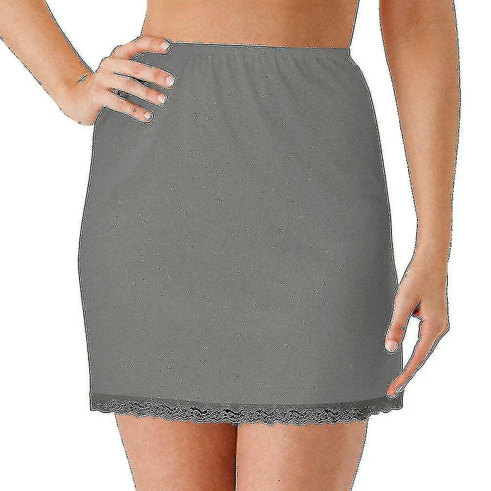 Ladies Lace Elastic Cling Resistant Underskirt Petticoat Half Waist Skirts White