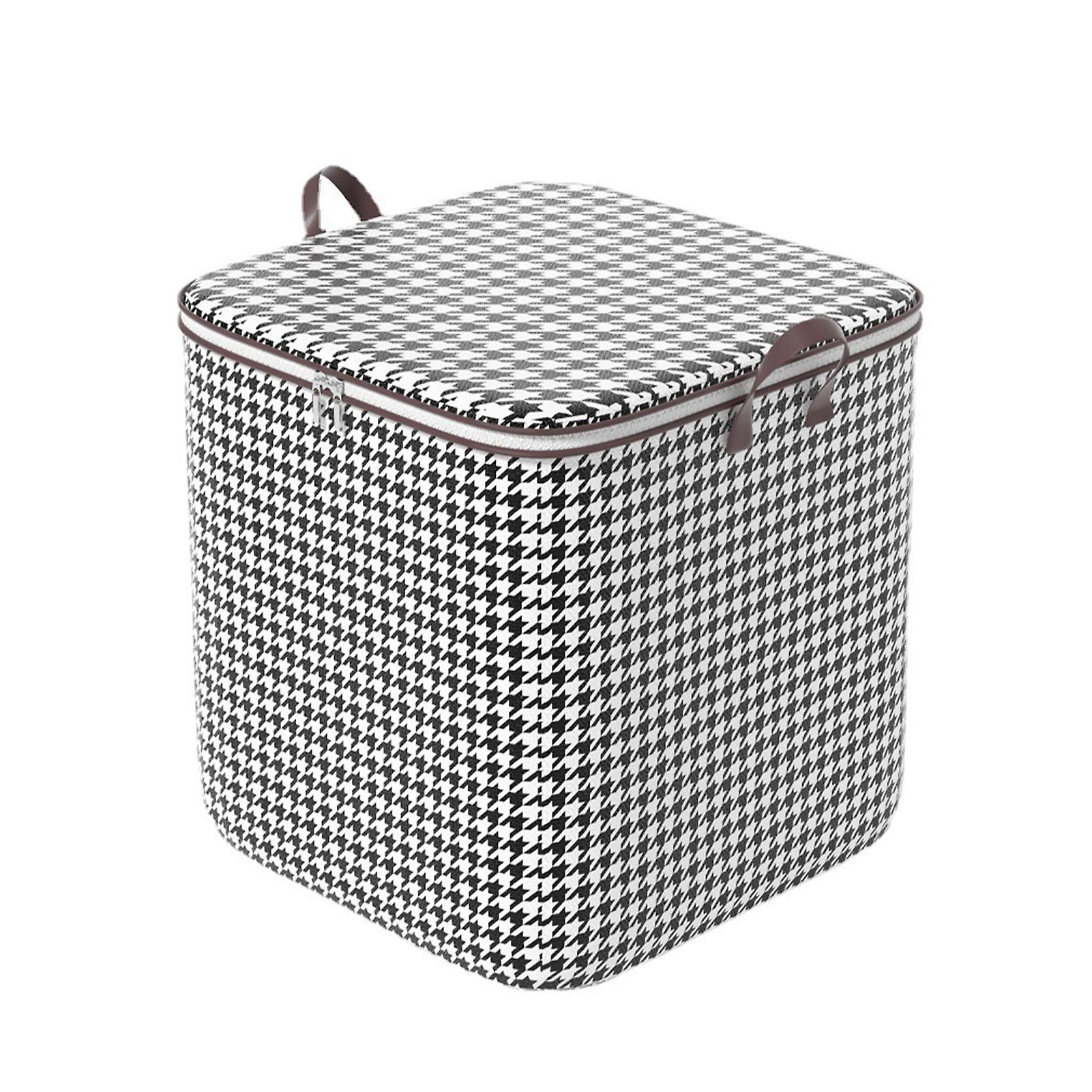 Plaid Pattern Clothes Storage Bag with Handle Household Quilt Items Storage Box for Home Storage