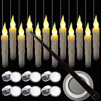 SOARFLY Schwebende Kerzen Mit Zauberstab - 12 Stück LED Kerzen Mit Timer