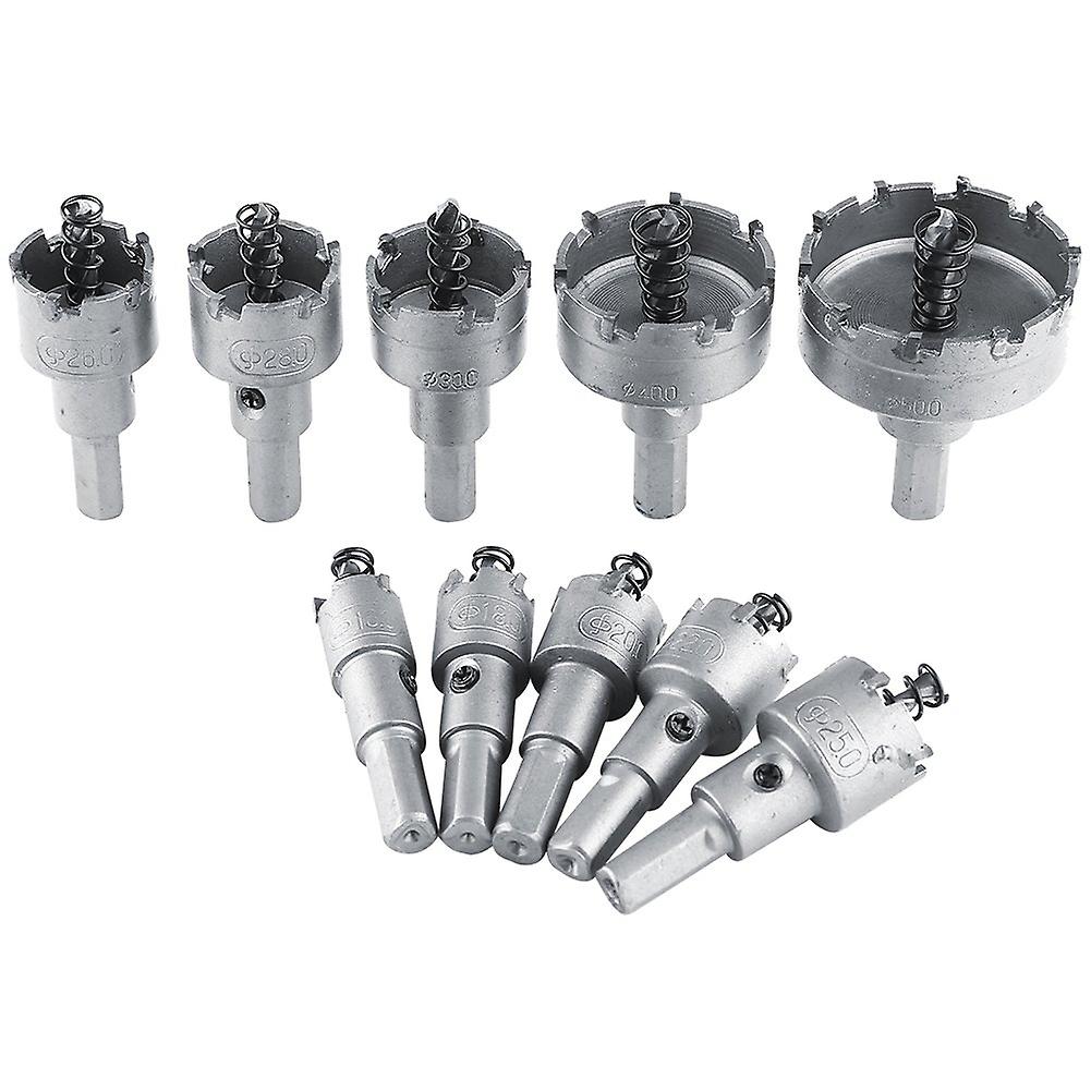 10Pcs 16-50mm HSS Drill Bits Hole Saw Set Carbide Tip TCT Core Metalworking Hole Cutter Tools