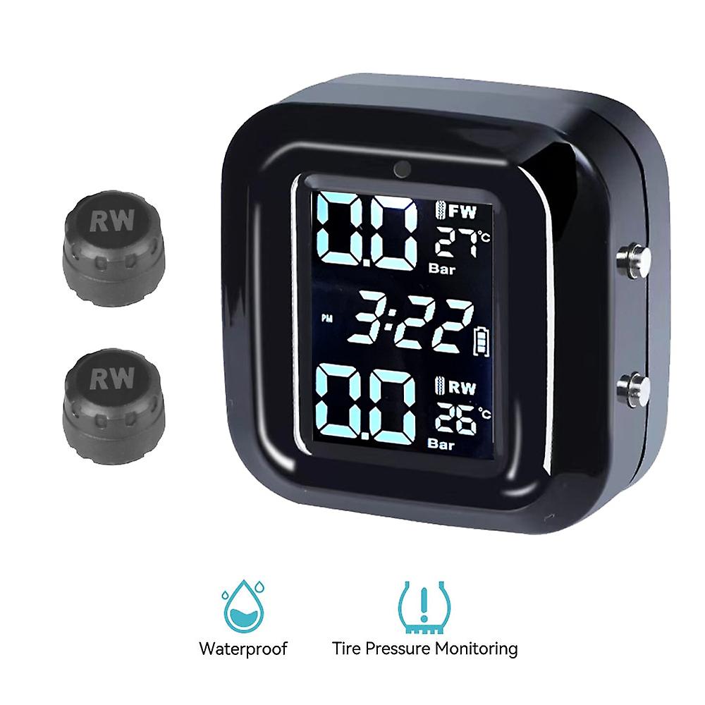 Motorcycle Tire Pressure Monitor Motorcycle Wireless High-precision Tire Pressure Monitoring System With 2 Tyre External Sensor