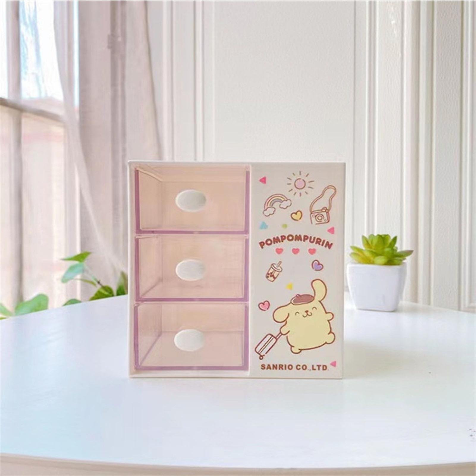 Cute White Plastic Desk Storage Box with Built-in Drawer Compartment