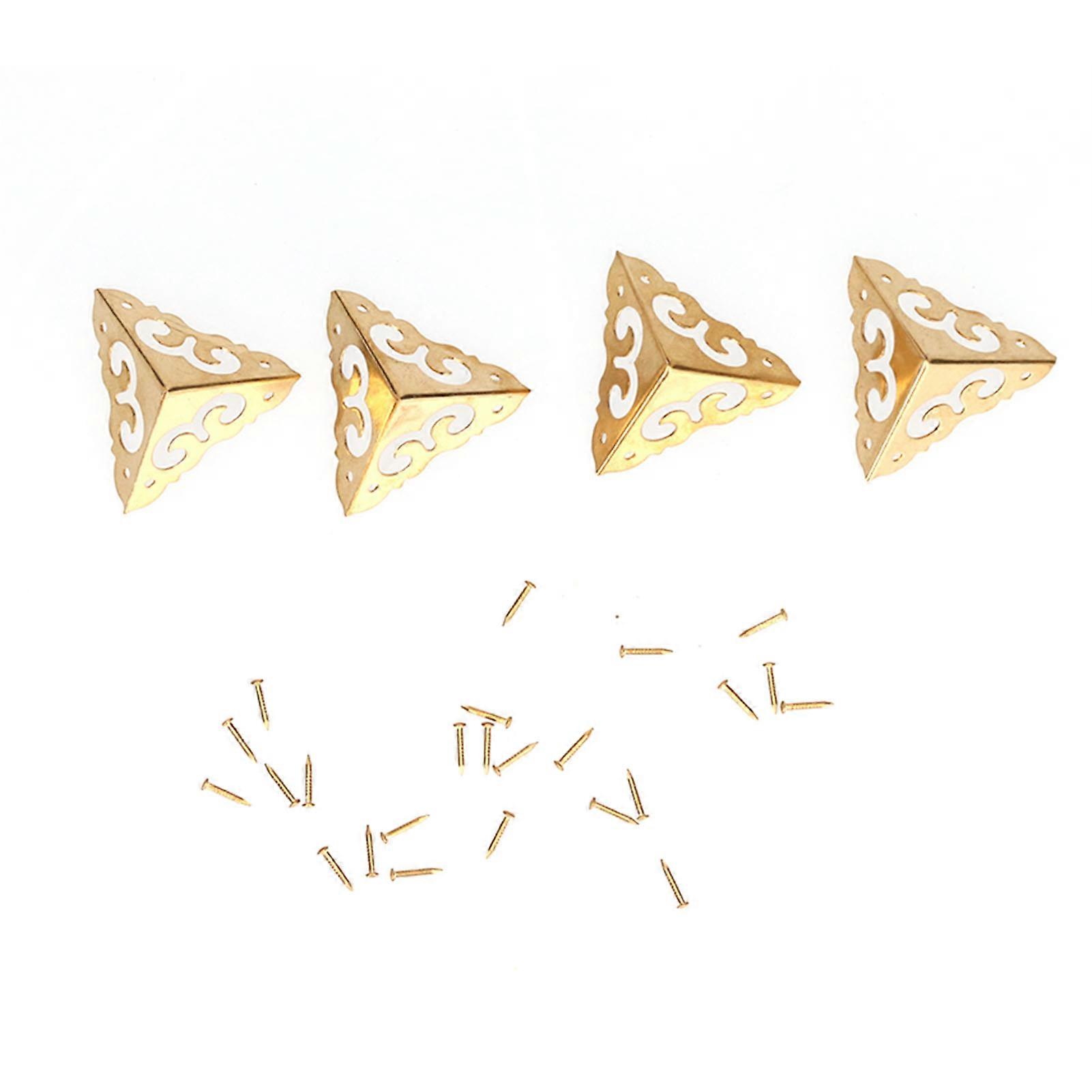 4Set Box Corner Protector Brass Luggage Edge Safety Guard Cover Hardware Accessory