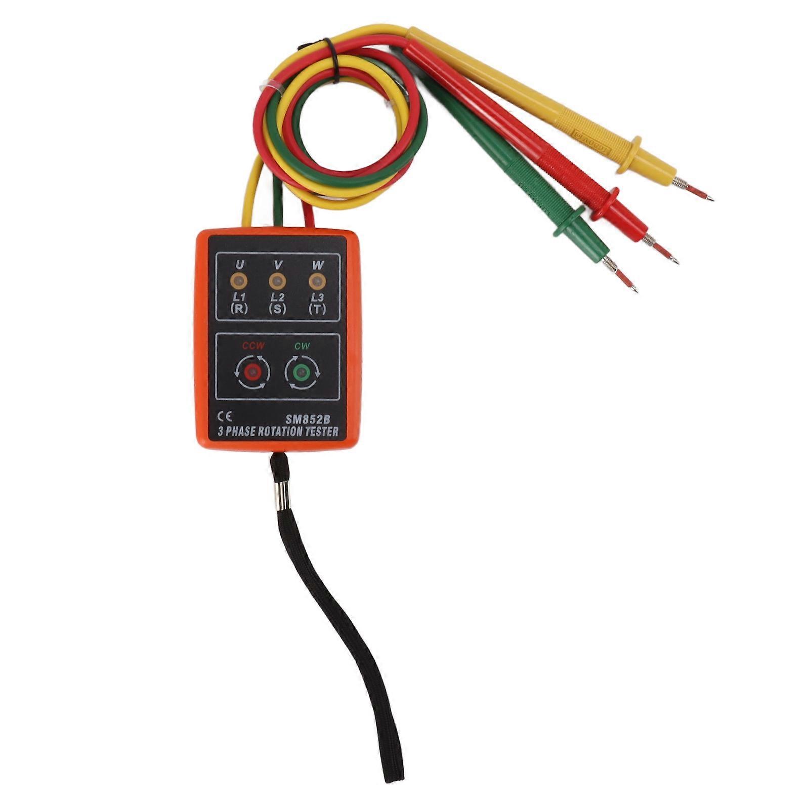 60V?600V Three Phase Sequence Meter High Efficiency AC Phase Rotation Tester with LED Indicator Detector