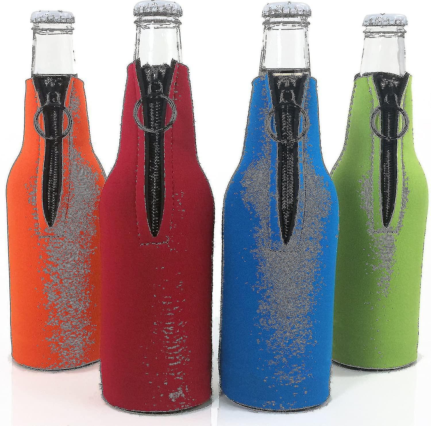 Vikbar rund botten flaskskyddspåse ölflaskfoder kylväska - 4 stycken Lh-1