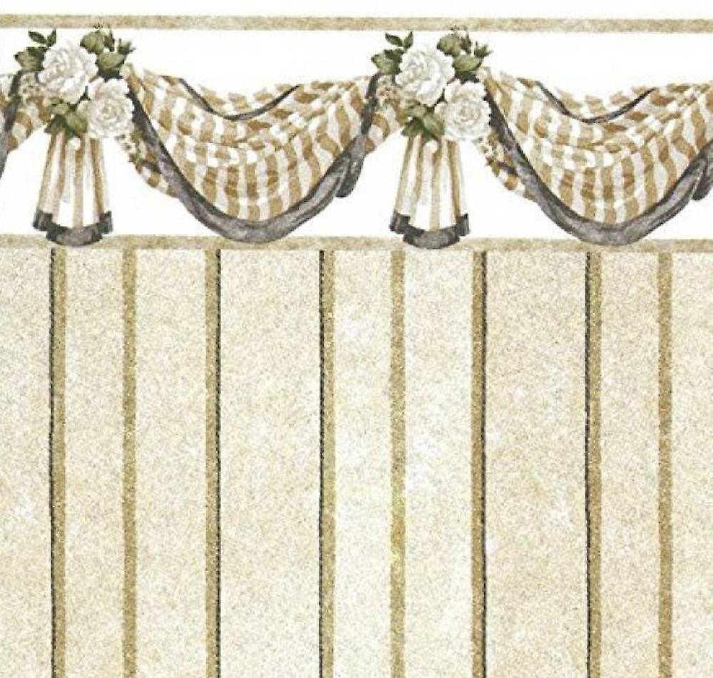 Dolls House Benjamin Swag Beige Miniature Print 1:12 Scale Wallpaper 3 Sheets