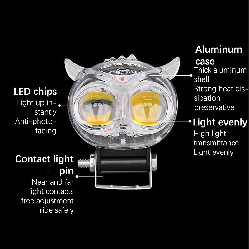 LED Lens Spotlight Dual Color White Yellow Light Owl Fog Lamp Double Lenses Spotlights For Motorcycle ATV Buggy Car