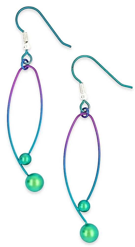 Ti2 Titanium Momentum Drop Earrings - Green