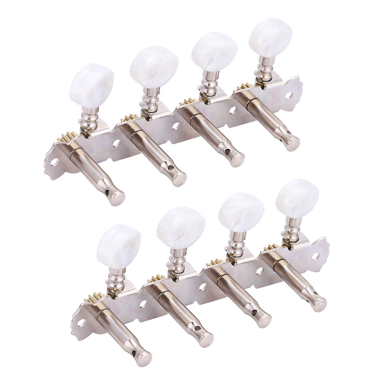 Mandolin Machine Heads 8 String Tuners 25mm Spacing White Silver