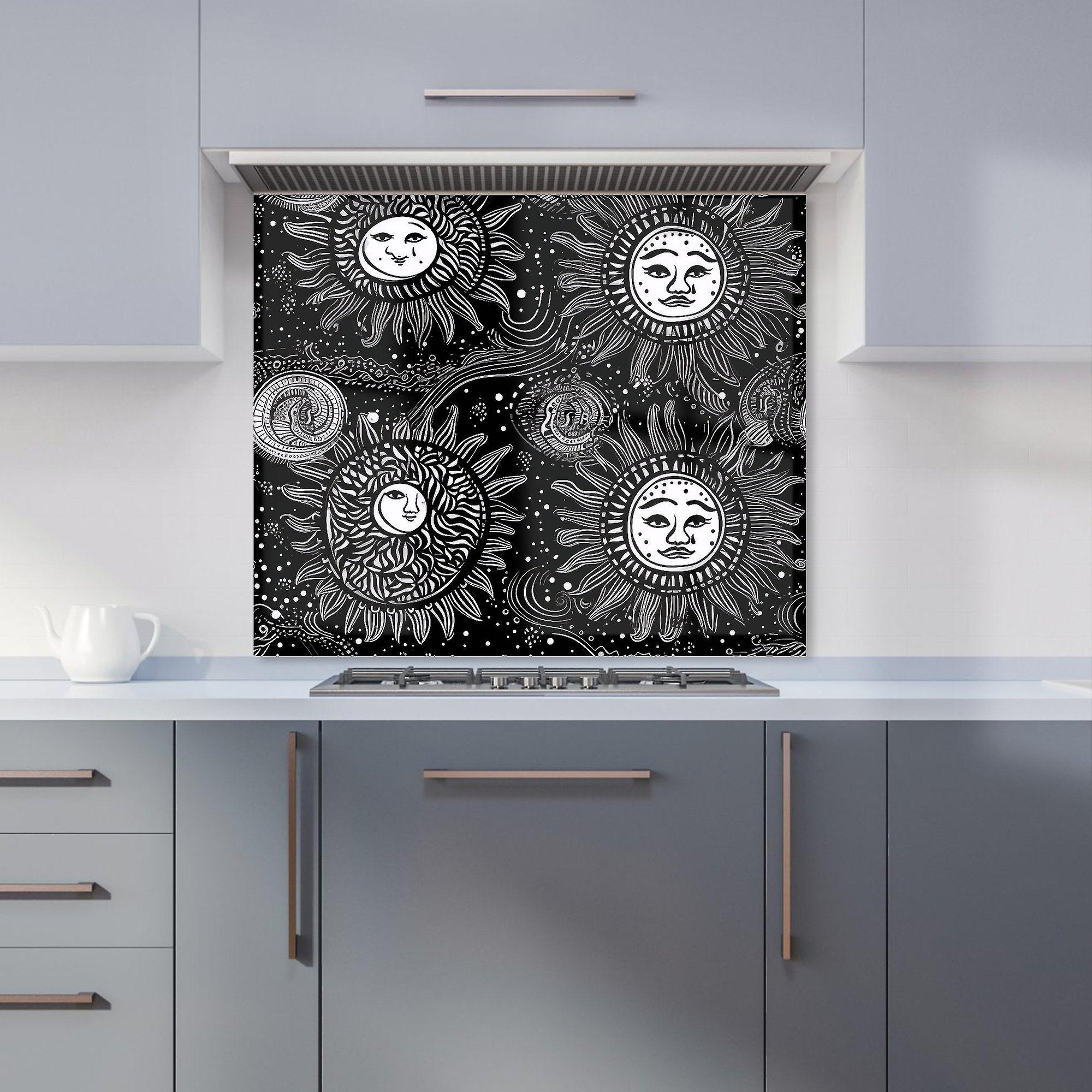 Moon And Sun White Black Kitchen Splashback