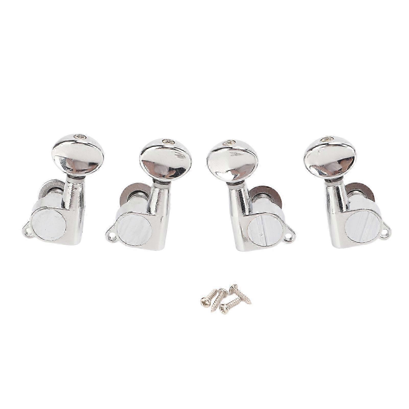 4 Pcs 2L2R Ukulele Tuner Fully Enclosed Small 4 String Ukulele Tuning Machine Head with Oval Handle for Replacement 