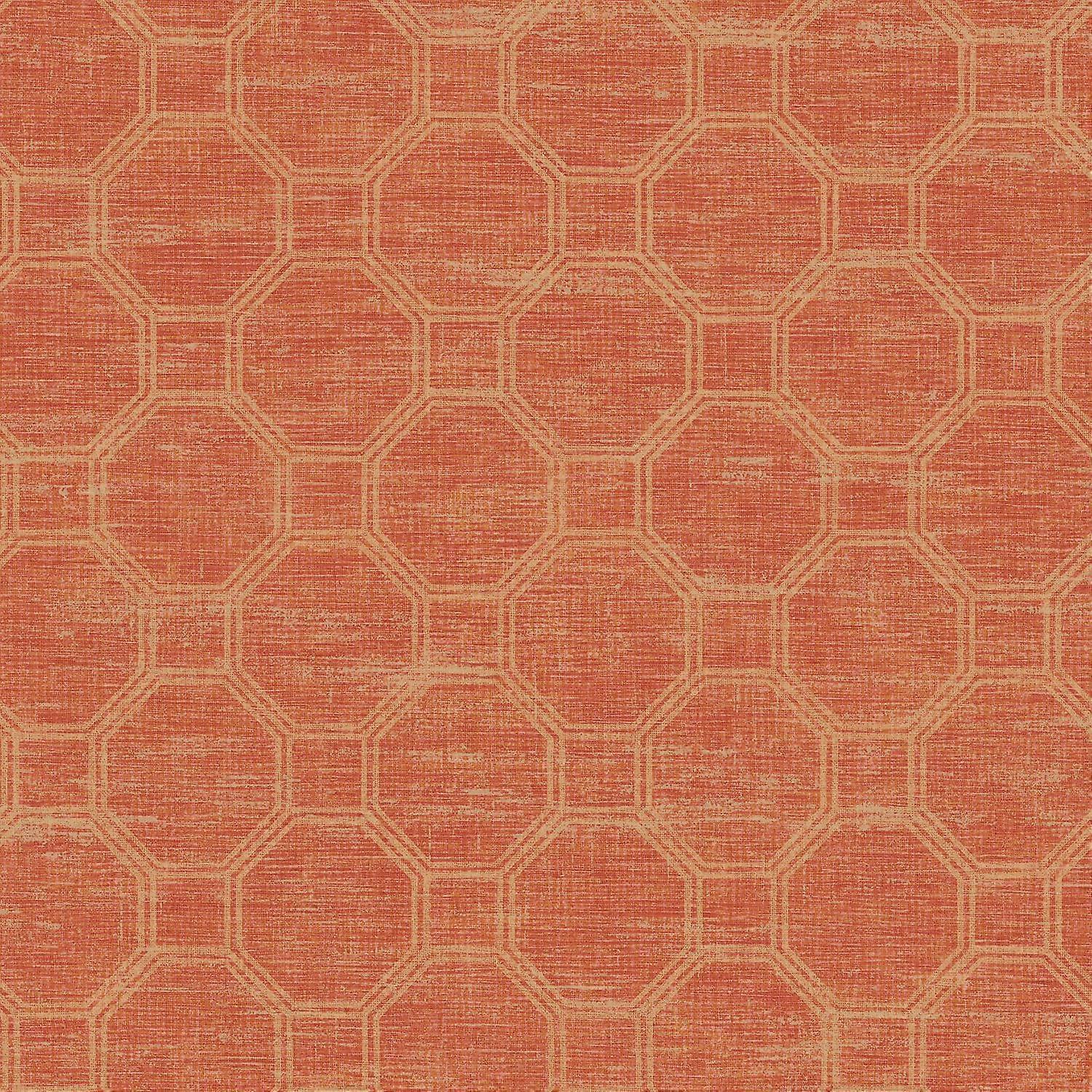 Seabrook Geometric Trellis Orange Wallpaper