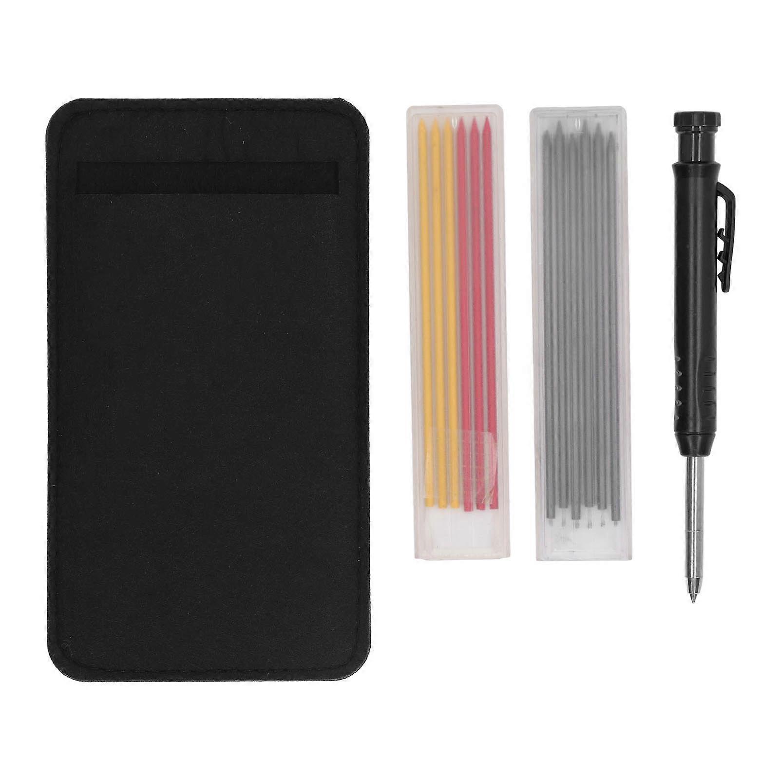طقم قلم رصاص نجار ميكانيكي مدمج في مبراة 2.8 مم عبوات طقم قلم رصاص لأعمال النجارة أسود