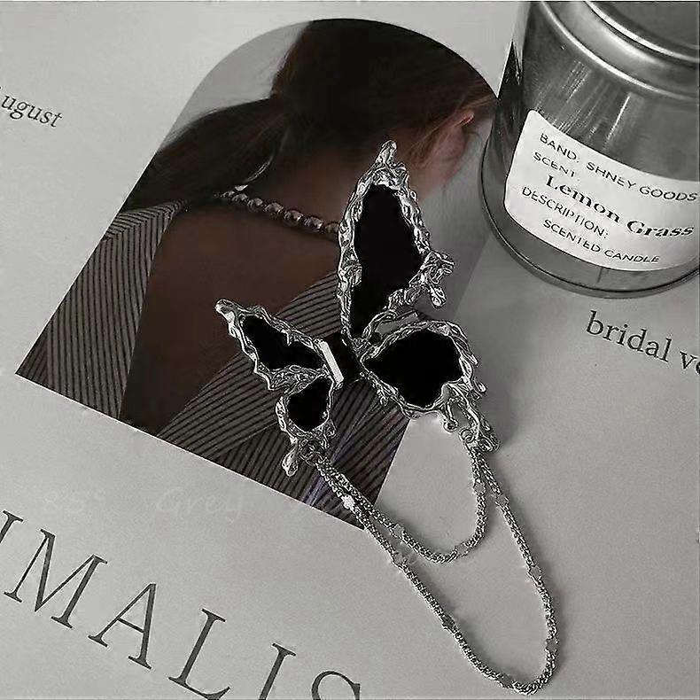 Black Butterfly Rhinestone Brooch Pin