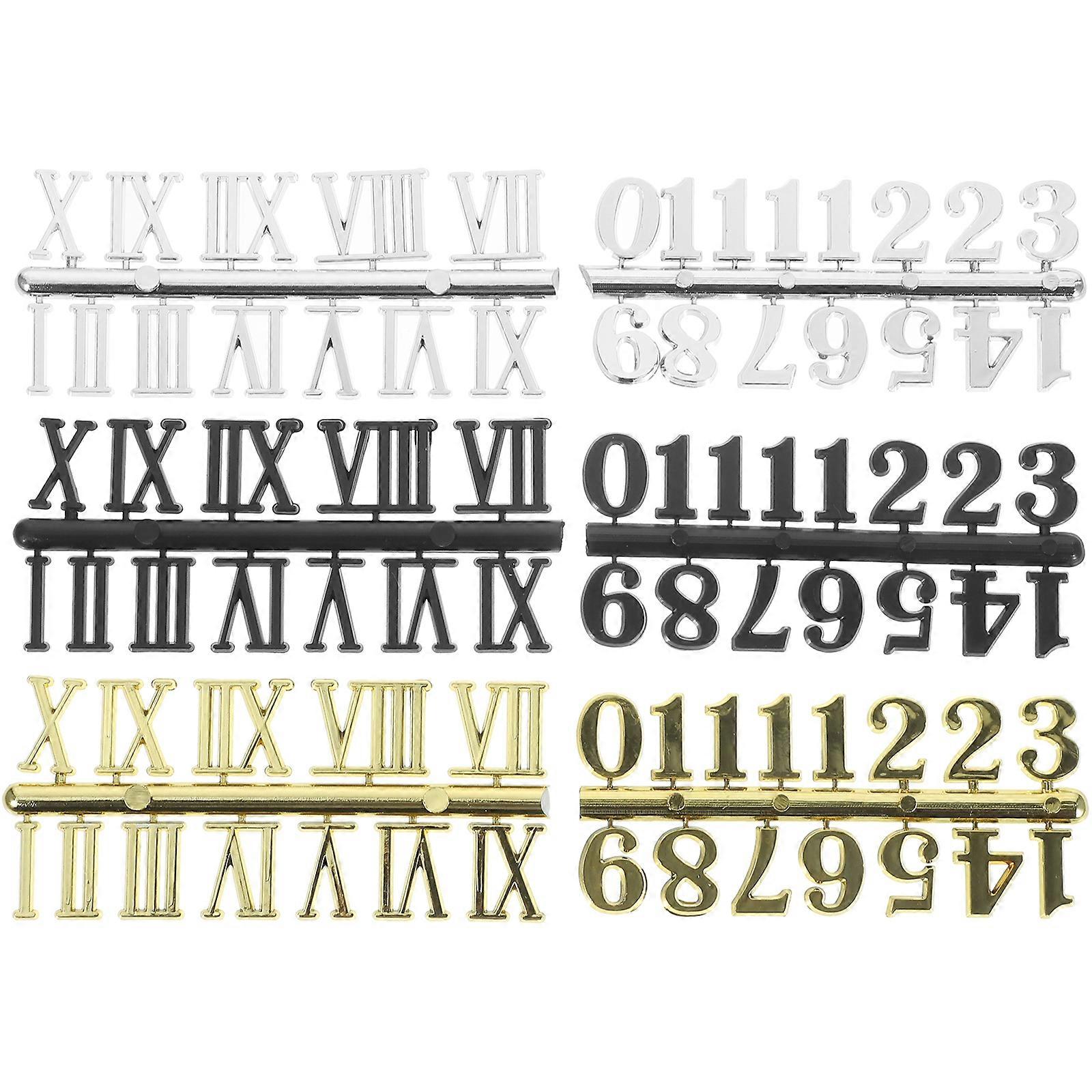 6pcs Plastic Clock Numerals Kit Arabic Number Digital Clock Numbers Clock Roman Number
