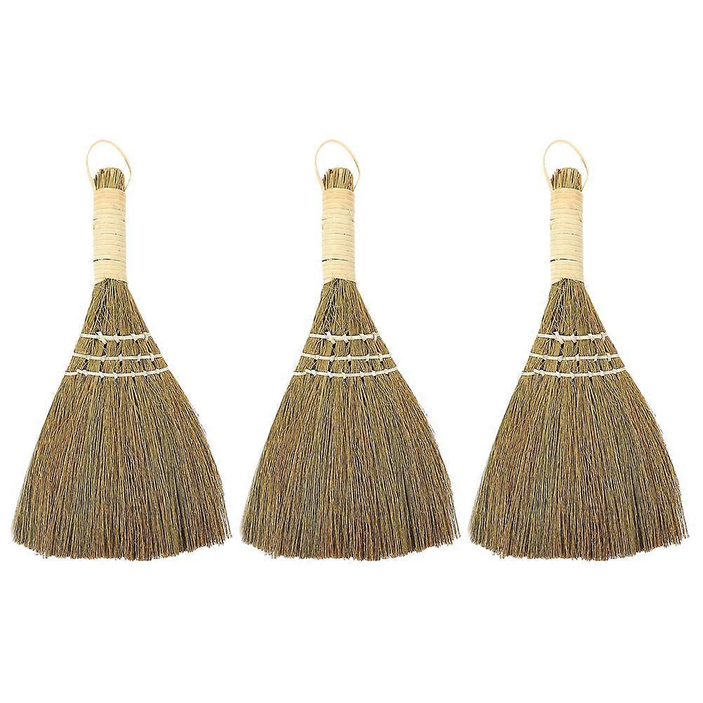3pcs Desktop Broom Small Broom Short Handle Dust Brush Desktop Dust Duster for Home