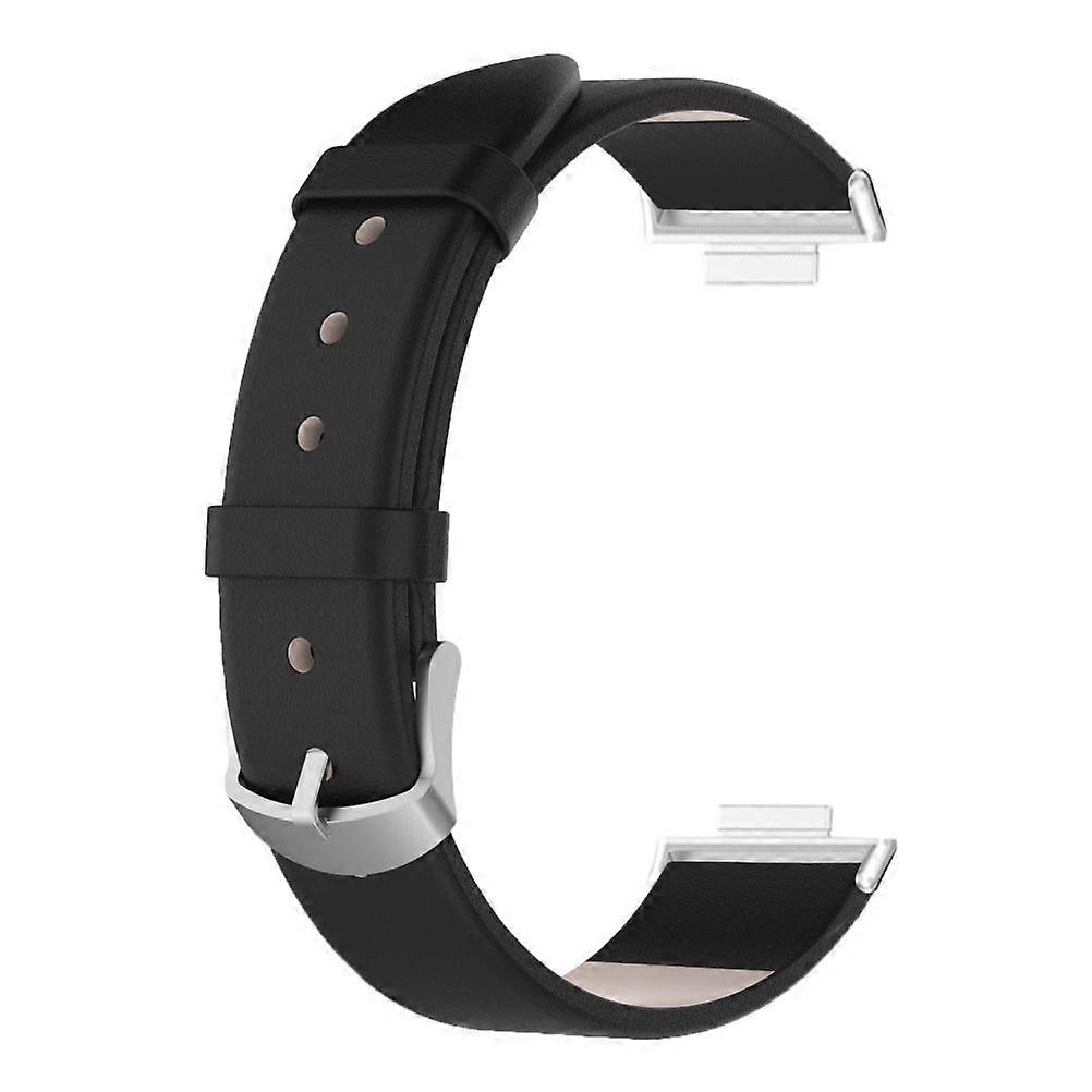 Smart Watch Band Leather Strap Black Comfortable Wear Adjustable Replacement Part for Watch FIT2