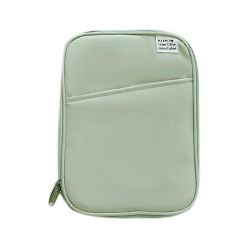 タブレットスリーブバッグポータブルメタルダブルジッパーファッションコットンタブレット収納バッグ保護スリーブブリーフケースグリーン11in