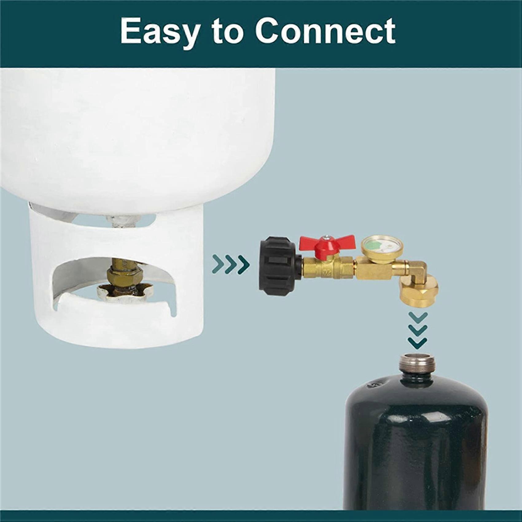 Kit Adaptateur Pour Recharger Les Bouteilles De Propane De 0,5 Kg – Manomètre Inclus, Laiton Robuste - 14