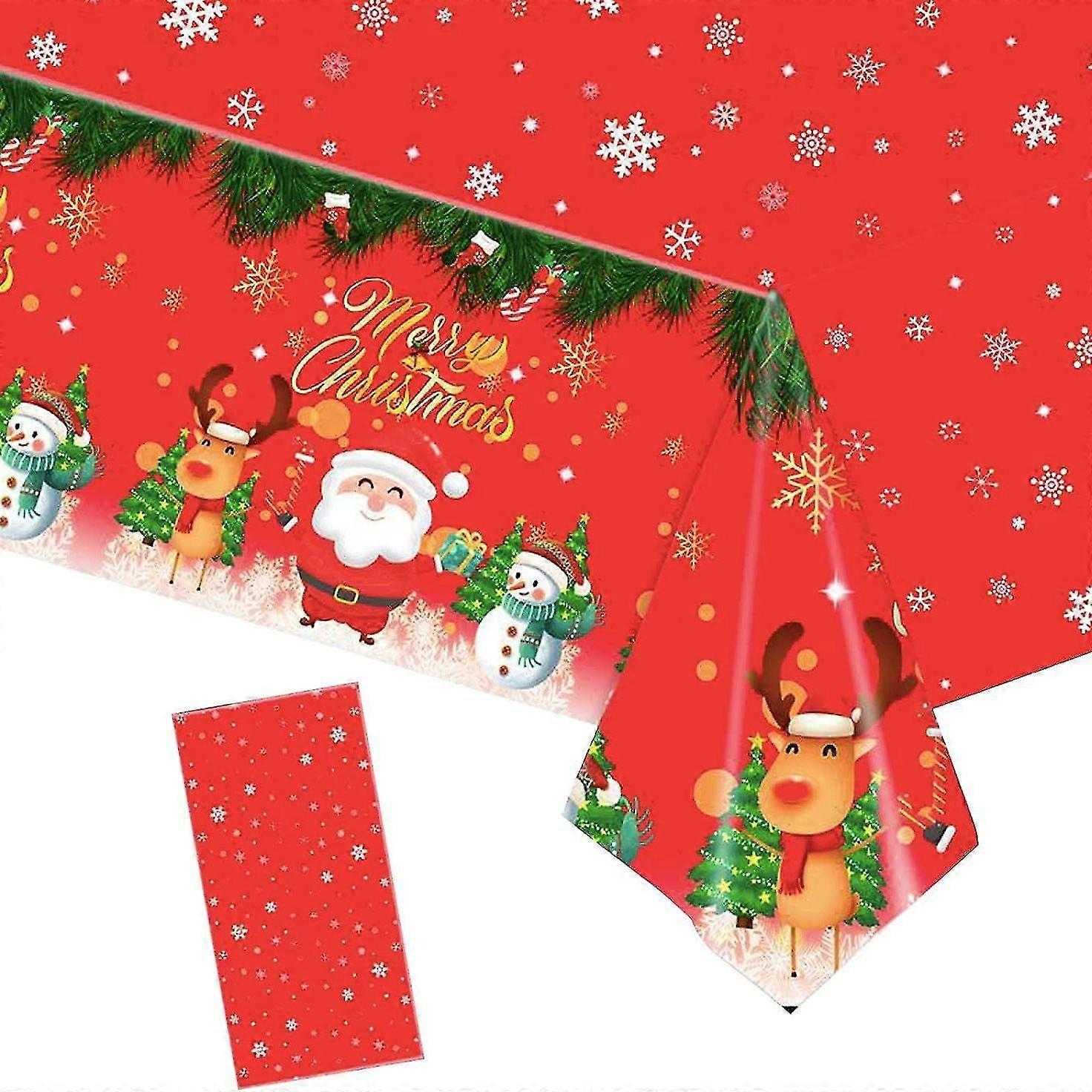 Christmas Tablecloth Plastic Snowflake Tablecloths Rectangle Red Xmas Table Cloth 137274 CM