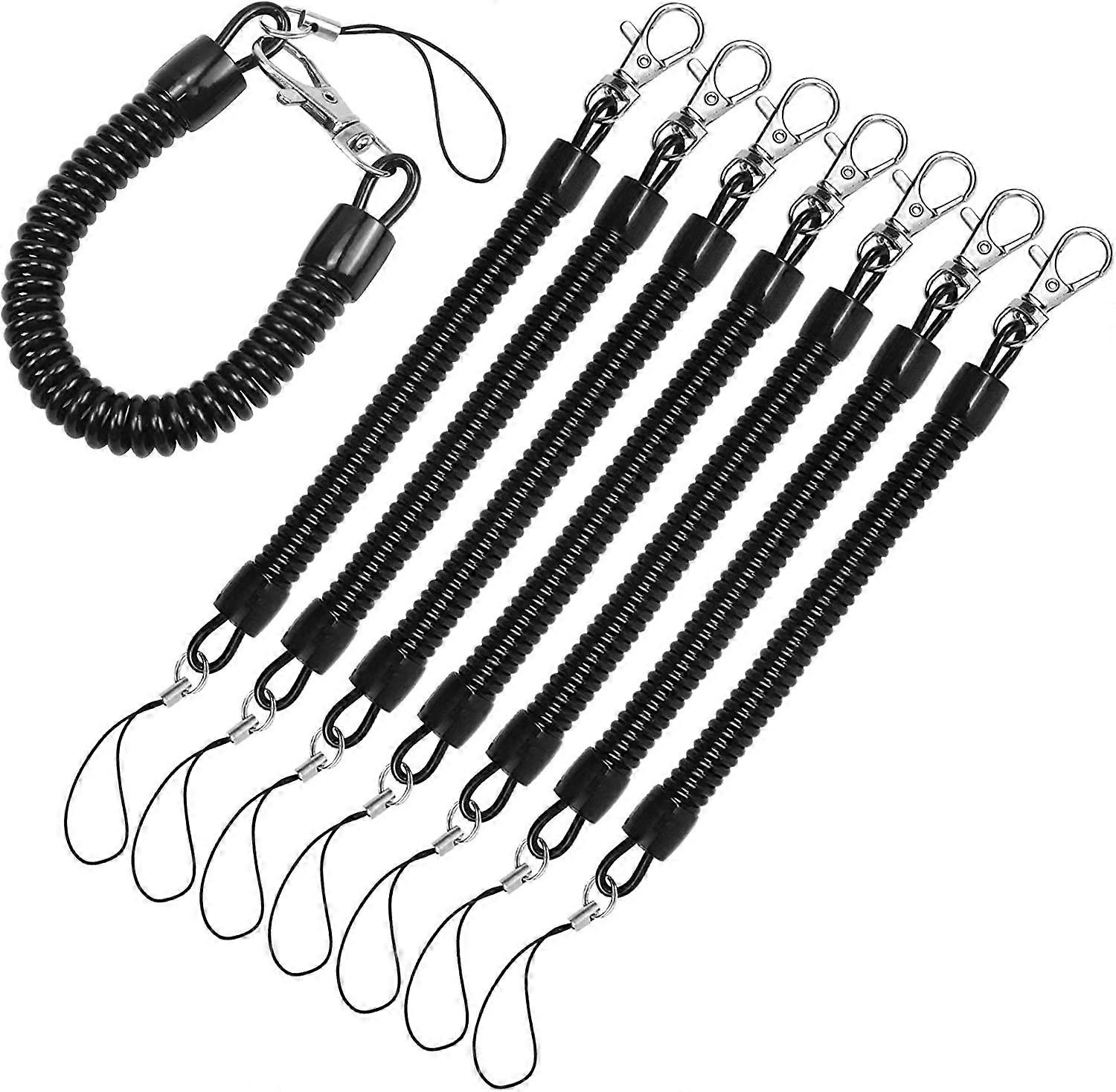 8 st nyckelring spiralfjädrar fiskerem för infällbar fiskerem för stretchnyckelring