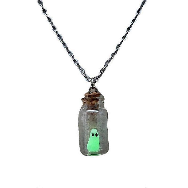 1pc Glowing Ghost In A Bottle Pendant Necklace