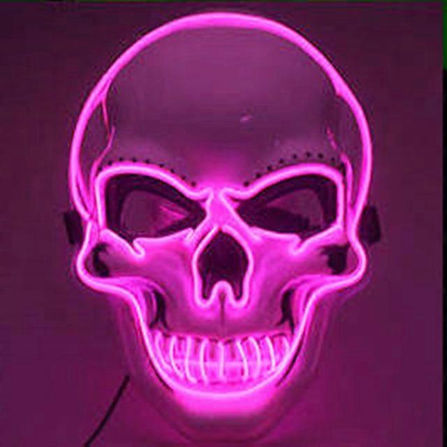 Halloween LED Skull Mask Horror Ghost Head Men and Women Mask EL Cold Light Mask Party Mask Atmosphere Props
